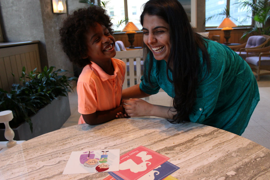 Archana and a product tester. Photo courtesy of happy heart kid